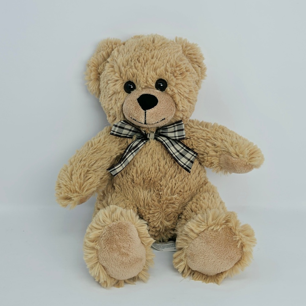 Animal Alley Teddy Bear Plush Kids Tan Brown Plaid Bow Toys R Us Good Condition